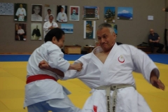 Higuchi Sensei 9.Dan Hanshi Shotokan Karate Do demonstriert Weltklasse-Kata und -Bunkai.