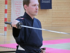 Iaido Seitwärtsschnitt mit höchster Konzentration